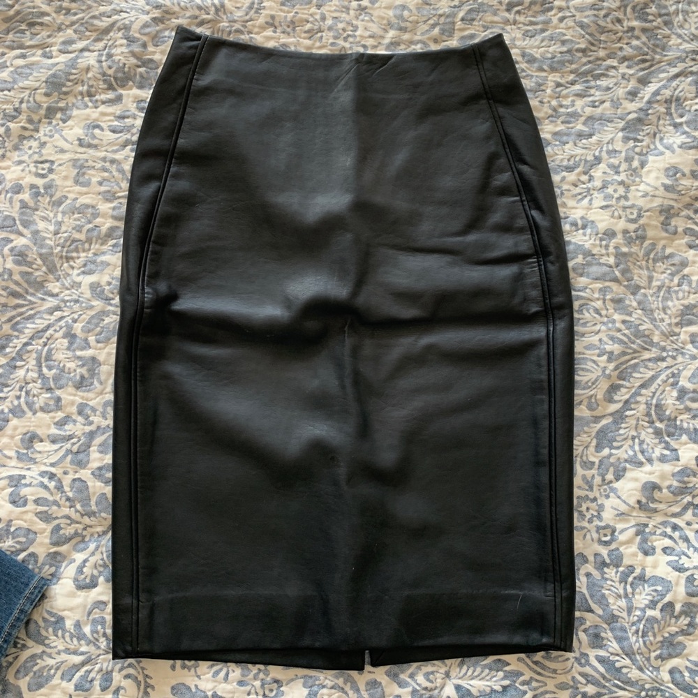 Faux leather pencil skirt